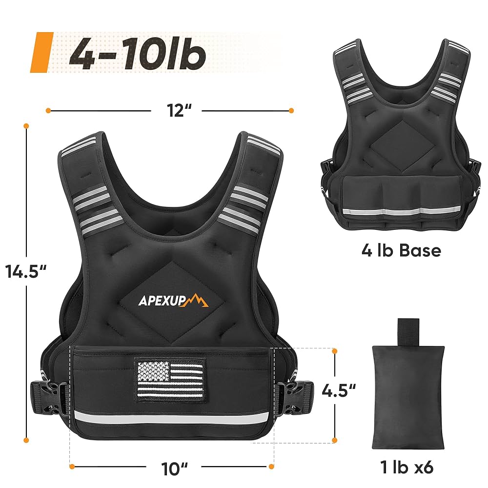 Amazon.com : APEXUP Adjustable Weighted Vest, 4-10lb/12-18lb